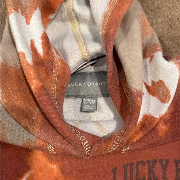 Lucky Brand Tie-Dye Kids Hoodie in Orange and Cream - Picture 2 of 6